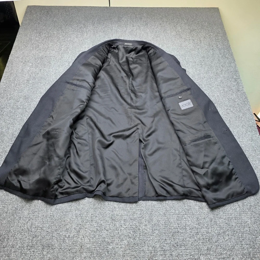 LaCrosse Mens 46L Black Microfiber Blazer 2 Button Sport Coat Jacket 26x33